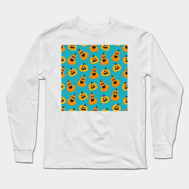 Pumpkin Halloween Face Gift Long Sleeve T-Shirt by nicholsoncarson4